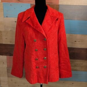Express Women's Vibrant Red Double-Breasted Peacoat
